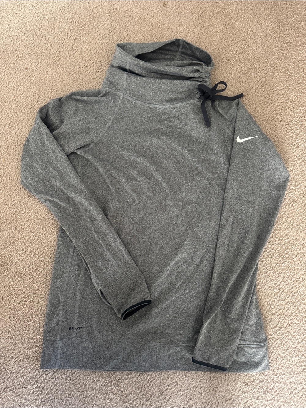 Nike Women's Gray Cowl Neck Dri-FIT Pullover Sweater